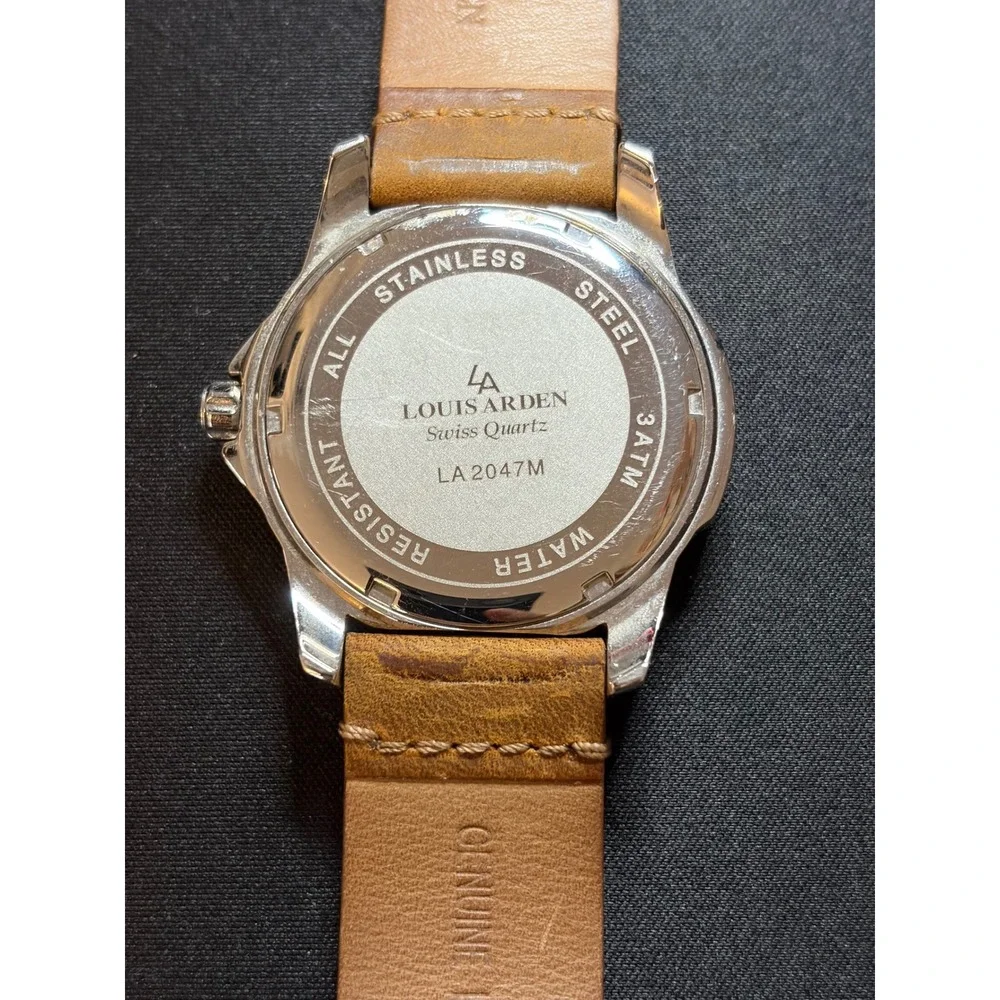 Louis Arden Quartz Watch Mens‎ Brown Leather Strap LA2047M Luxury Casual